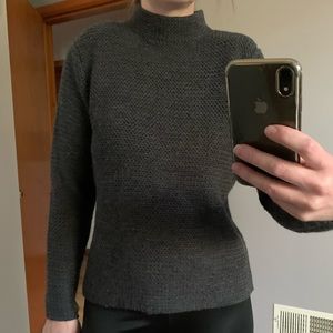 Karen Scott petites waffle pattern gray mock turtleneck sweater
